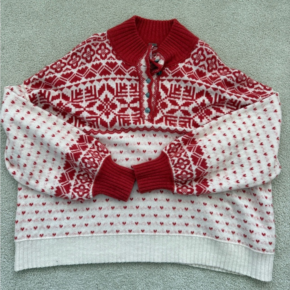 Free People Freya Cashmere Pullover - Heart Eyes Combo